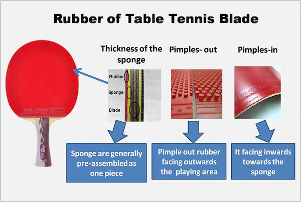 La goma en la paleta de ping pong