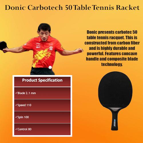 donic carbotec 50 pala de ping pong especificaciones técnicas